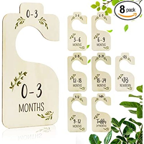 Amazon.com: Lukinuo Beautiful Wooden Baby Closet Dividers for Clothes - 8pcs Double Sided Baby Clothes Organizers from Newborn to 24 Months Adorable Hanging Closet Dividers for Newborn Nursery Decor : Baby
