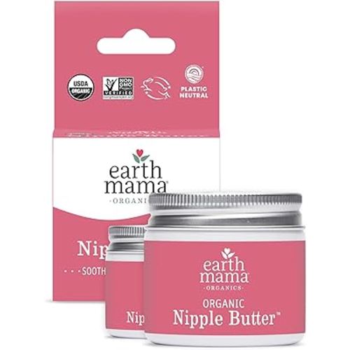 Organic Nipple Butter™ Breastfeeding Cream by Earth Mama | Postpartum Essentials Safe for Nursing, Non-GMO Project Verified, No Lanolin, 2-Fluid Ounce (2-Pack)