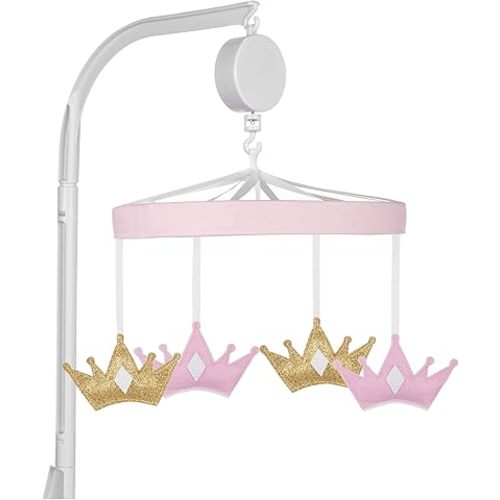 Sammy & Lou Tiara Princess Baby Crib Mobile with Music, Crib Mobile Arm Fits Standard Crib Rail