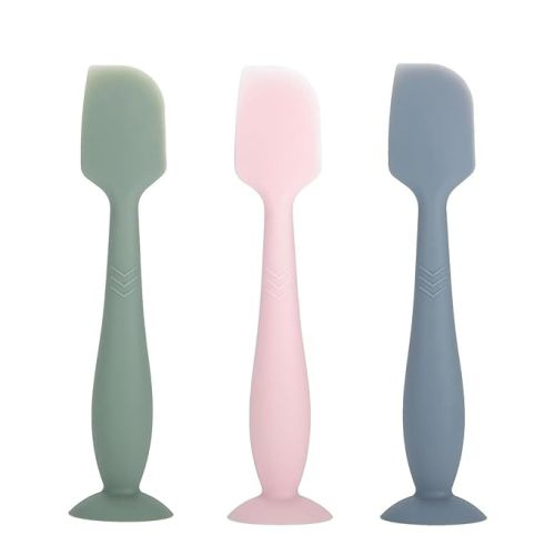 3 Pack Baby Diaper Cream Spatula Applicator, Soft Silicone Butt paste Spatula Diaper Cream Brush with Suction Cup Base (Cyan, Pink, Green) - Cyan+Pink+Green