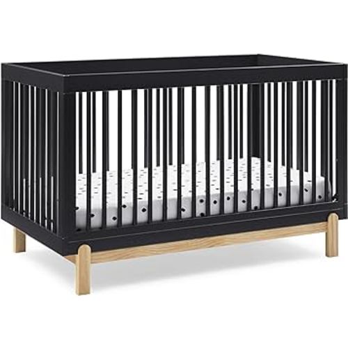 Delta Children Poppy 4-in-1 Convertible Crib, Greenguard Gold Certified, Midnight Grey/Natural
