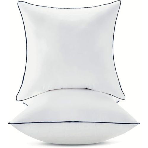 18x18 Inch Pillow Inserts Set of 2 - 100% Cotton Cover, Throw Pillow Inserts for Couch, Sofa, or Bed (2 Pack, 18x18 Inch)