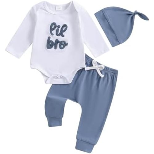 Newborn Baby Girl Outfits Little Sister Coming Home Outfit Lil Sis Romper Tops Pants Headband 3Pcs Summer Clothes