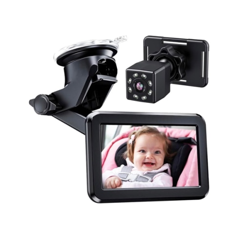 Itomoro Baby Car Mirror, Back Seat Baby Car Camera with HD Night Vision Function Display, Reusable Sucker Bracket, Wide View, 12V Cigarette Lighter, Easily Observe The Baby’s Move