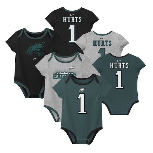 Jalen Hurts Philadelphia Eagles Nike Newborn & Infant Name & Number 3-Pack Bodysuit Set