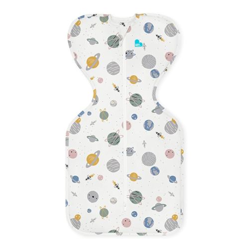 Love to Dream Swaddle, Baby Sleep Sack, Swaddle Up Self-Soothing Swaddles for Newborns, Get Longer Sleeps, Snug Fit Helps Calm Startle Reflex, Lite 0.2 Tog Sleep Sack, 13-19 lbs, Space Print White