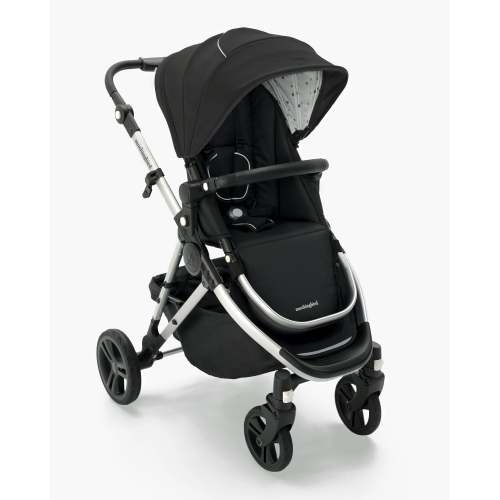 Mockingbird Single Stroller 2.0 | Black, Watercolor Drops, Silver with Black Leather
