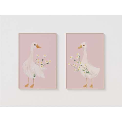 Goose Nursery Print Set of Two Printable Wall Art Nursery Print Boho Nursery Design Cute Goose Print Animal Themed Decor Baby Shower Gift