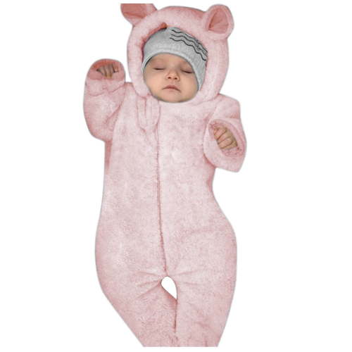 Odeerbi Baby Girls Boys Clothes Baby Rompers Newborn Winter Fleece Jumpsuit Solid Hooded Romper Warm Coat Outwear