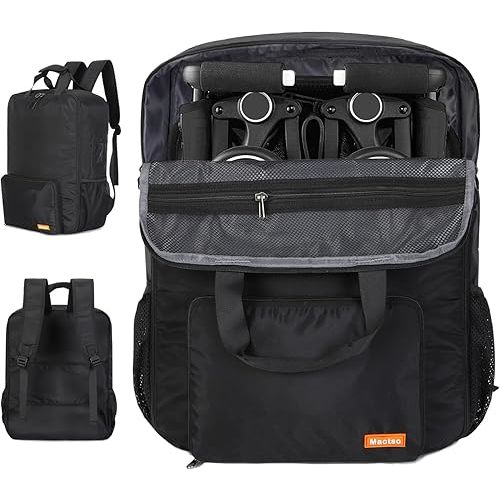 Mactso Stroller Travel Bag Compatible with GB Pockit and GB Pockit Air Plus All Terrain, Lightweight Stroller Travel Backpack for Airplane (Black, M)