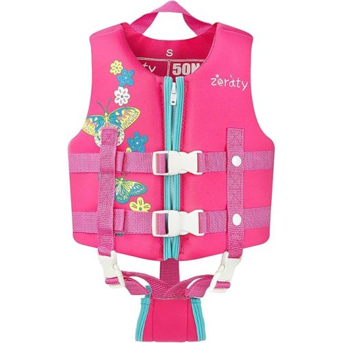 Zeraty Toddler Swim Vest Neoprene Kids Float Jacket Swimming Aid for Children Girls and Boys 20-30-40-50-60-70-80Lbs with Dual Adjustable Safety Straps