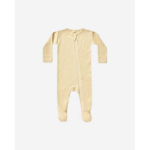 Waffle Zip Footie || Lemon