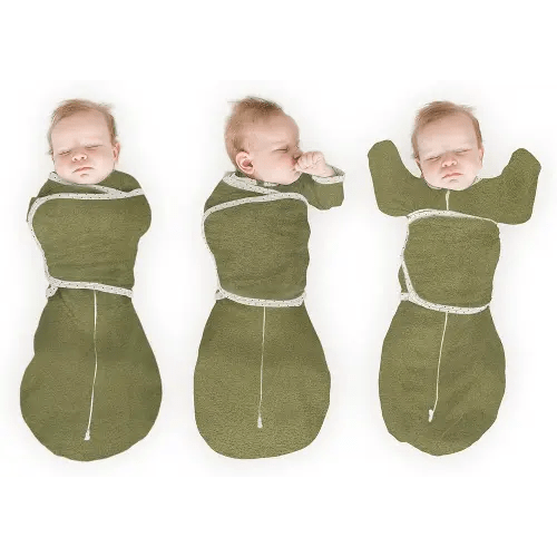 SwaddleDesigns 6-Way Omni Swaddle Sack Arms Up Swaddle for Newborn, More Options to Calm Startle Reflex, Improves Sleep, Easy Transition Baby Sleep Sack, Small, 0-3 Month, Heathered Green Turtle