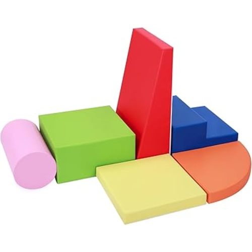 6-Piece Soft PU Leather Toddlers Climbing Toys for Baby - Kids Foam Climbing Blocks for Toddlers Indoor - Climb & Crawl Soft Foam Block Activity Play Set - Toys for Kids Crawling Sliding (Colorful)