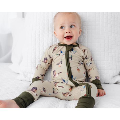 DUCKS Bamboo Baby Pajamas, Duck Duck Goose Baby Bamboo Baby Sleepers, Country Zippered Baby Pajamas, Hunting Baby Pajamas