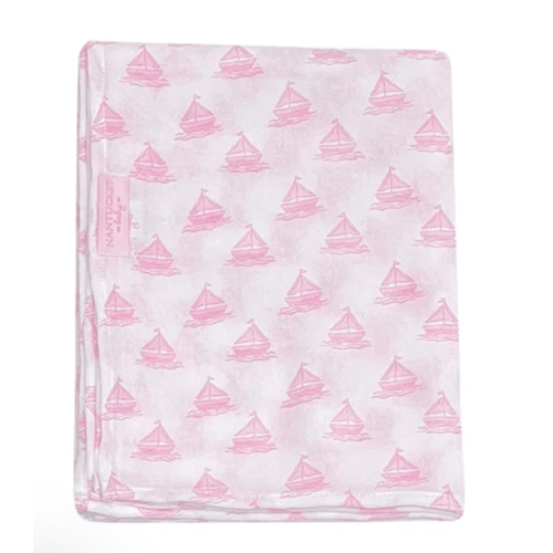 Fairwinds Muslin Swaddle Blanket-White/Peony