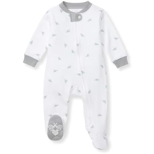 Burt's Bees Baby Baby Girls Pajamas, Zip Front Non-Slip Footed Sleeper Pjs, 100% Organic Cotton