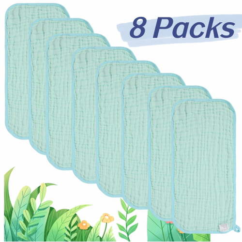 8 Pack Muslin Burp Cloths Baby Burp Clothes - Burp Rags for Boy Girls Muslin Bibs 6 Layers Large 20''x10'' 100% Cotton Hand Washcloths Soft Absorbent