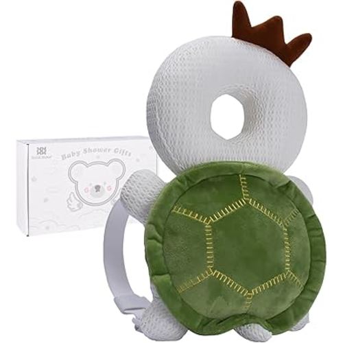 Bebamour Baby Walkers Head Protector Toddler Adjustable Baby Head Protection Safety Pad Backpack Wear for Crawling (White)