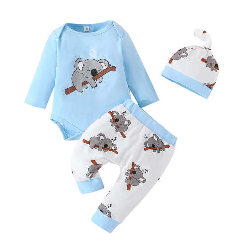 MEZZALL Baby Boy Clothes Outfits Cartoon Prined Romper Pants Set Baby Boy Clothing 0 3 6 9 12 18 Months