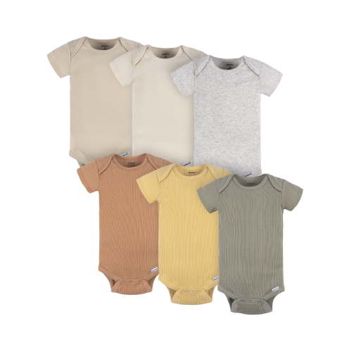 Gerber Baby Neutral Short Sleeve Bodysuits, 6-Pack, Sizes Newborn - 24 Months