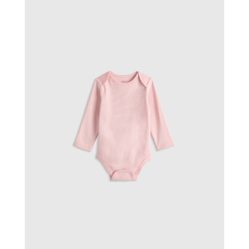 100% Organic Cotton Long Sleeve Bodysuit - Baby in Baby Pink