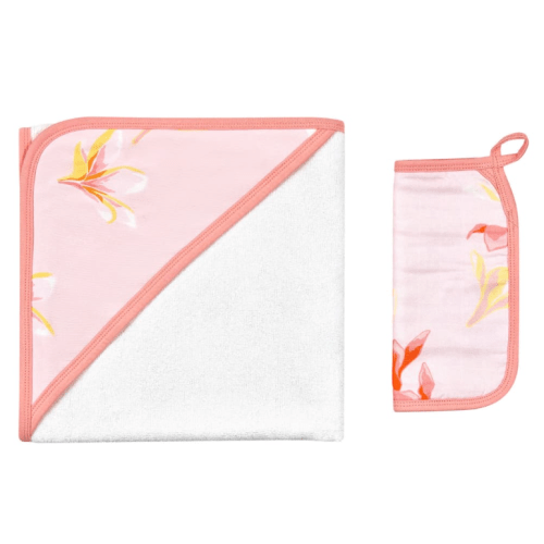 Plumeria Honey Hooded Towel Set by Coco Moon | cribhawaii.com