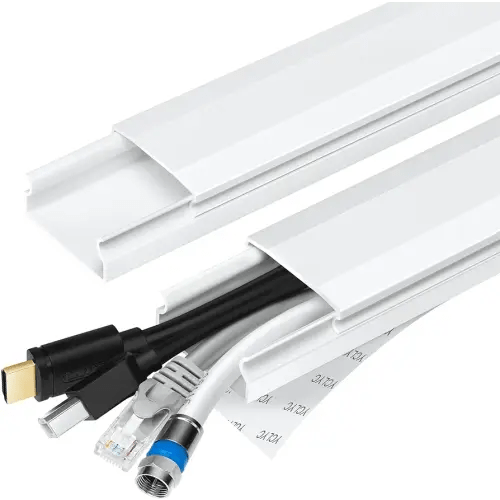 TV Cable Hider - 62.8in PVC Cord Hider Cable Management Wall, Paintable Cable Concealer for Wall Mounted TV, Cable Raceway White Wire Hider, Wall Wire Covers for Cords, 4* L15.7in *W1.2in *H0.59in