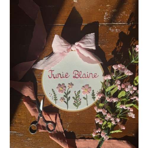 Baby girl name announcement- embroidery hoop- hospital name- nursery decor