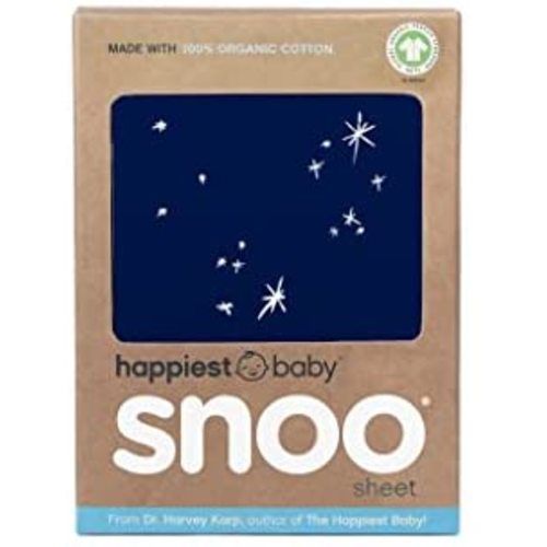 Happiest Baby SNOO Bassinet Fitted Sheet - 100% Organic Cotton Nursery Bedding - Fits SNOO Sleeper Crib Mattress (Midnight Galaxy)