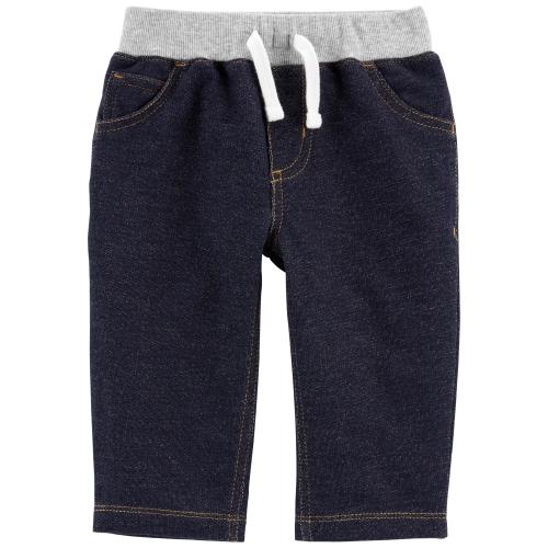 Baby Pull-On Knit Denim Pants - Style,Navy