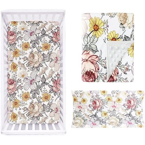 Floral Crib Sheet,Baby Blanket,Changing Pad Covers