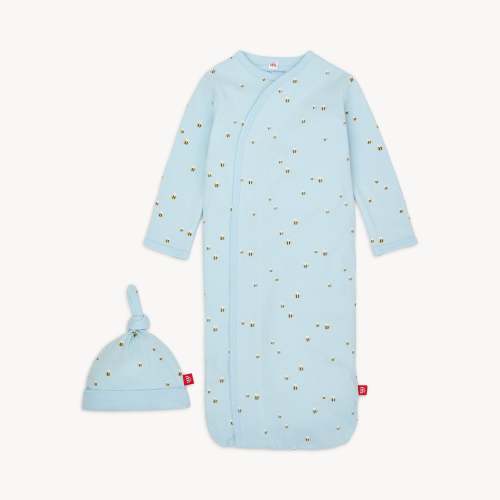 honey hill organic cotton magnetic cozy sleeper gown + hat set – Magnetic Me