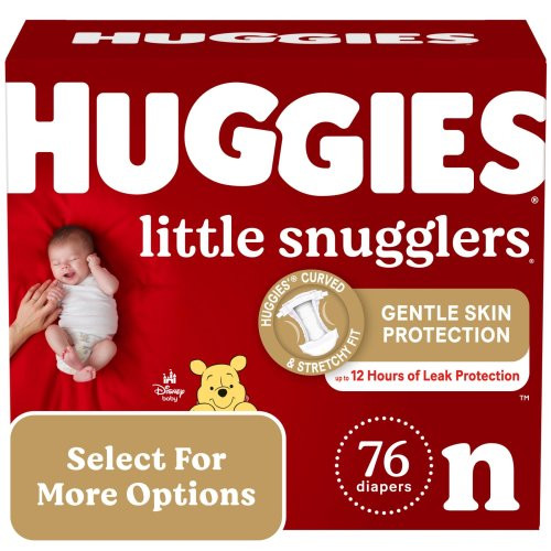Huggies Little Snugglers Baby Diapers, Size Newborn (up to 10 lbs), 76 Ct (Select for More Options)