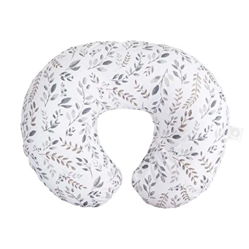 Boppy Original Nursing Pillow, Gray Taupe Leaves, Ergonomic Nursing Essentials for Bottle and Breastfeeding, Firm Fiber Fill, with Removable Pillow Cover, Machine Washable