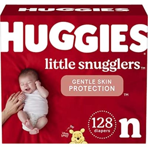 Baby Diapers Size Newborn (up to 10 lbs), 128ct, Huggies Little Snugglers