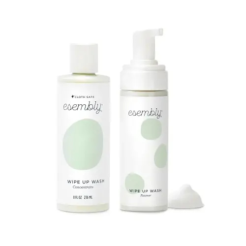 Esembly Wipe Up Wash Bundle, Organic No-Rinse Foaming Solution for Reusable Baby Cloth - Fragrance Free - Includes Refillable Foamer Bottle and 8oz Concentrate