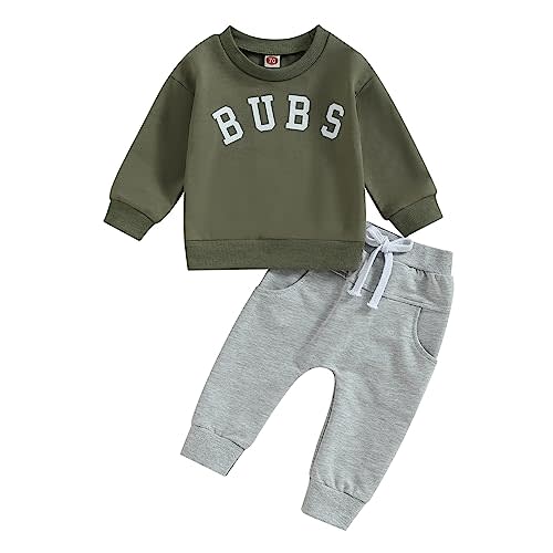 BeQeuewll Fall Toddler Baby Boy Clothes Letter Print Long Sleeve Sweatshirt Long Pants Sweatsuit Little Boy Cothing Set 3M-3T