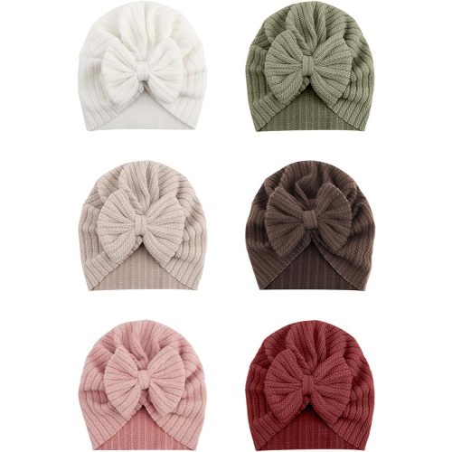 6 PCS Stretchy Baby Turban Hats, Baby Hat with Bows for Girls, Baby Boys Caps, Toddler, Newborn, Infant Hat Unisex