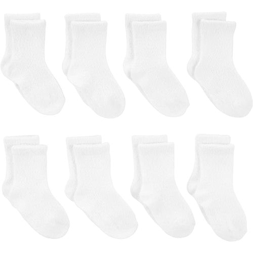Simple Joys by Carter's Unisex Babies' Chenille Socks, Pack of 8 - 0-6 Months - White
