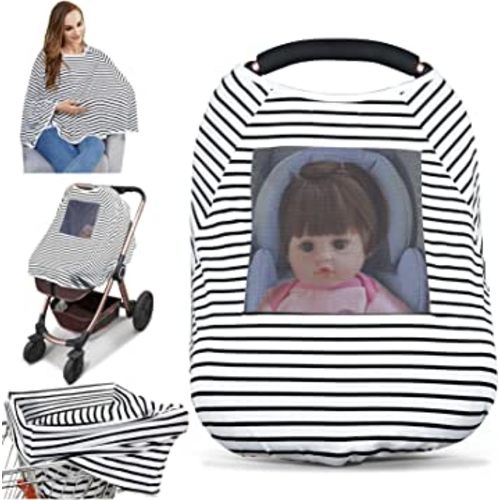 Baby Nursing Cover & Nursing Poncho - Multi Use Cover for Baby Car Seat Canopy, Shopping Cart Cover, Stroller Cover, 360° Full Privacy Breastfeeding Coverage, Baby Shower Gifts for Boy&Girl