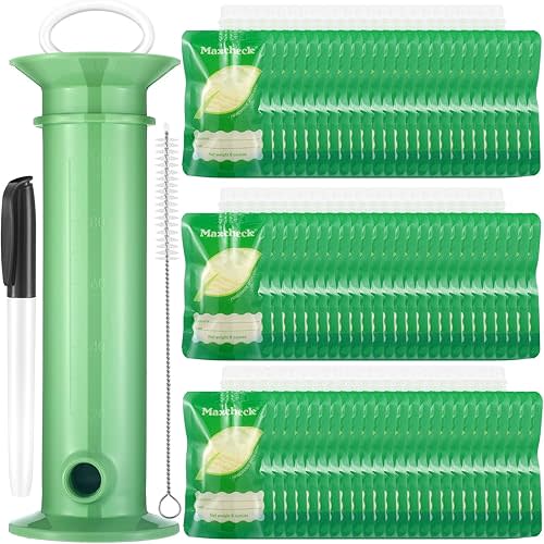 Maxcheck 53 Pcs Refillable Baby Food Pouches Food Maker Set Include 50 Pcs Portable Fruit Puree Pouch Storage Bags, Baby Food Maker, Pen and Brush for Babies Kids Toddlers