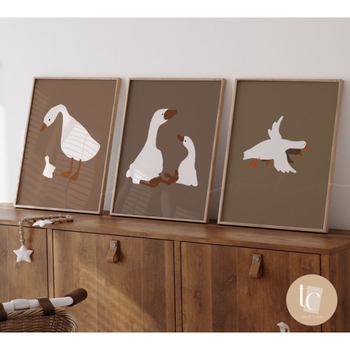 Nursery wall art silly goose cute gender neutral nursery decor canvas nursery goose print baby duck Scandinavian vintage baby boy girl
