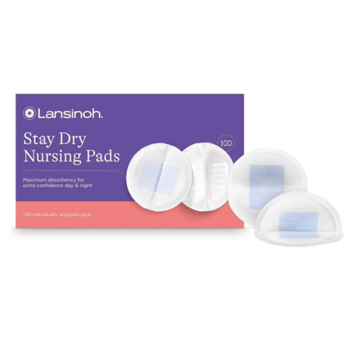 Lansinoh Stay Dry Disposable Nursing Pads, Soft and Super Absorbent Breast Pads, Breastfeeding Essentials for Moms, 100 Count