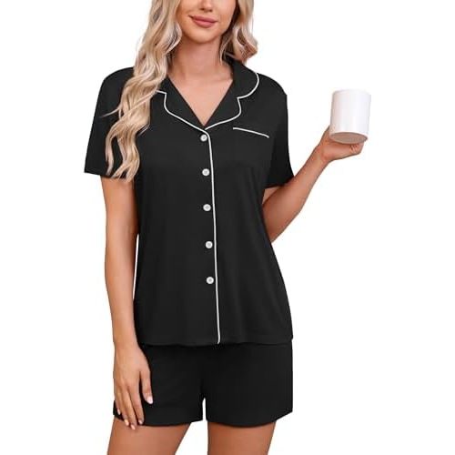 HNG Pajama Sets for Women 2 Piece PJ Sets Short Sleeve Lounge Set Fashion Sleepwear XS-3XL
