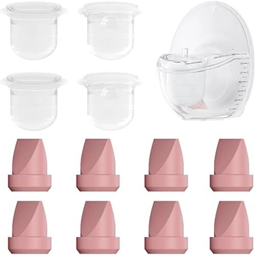 12PC M6 Breast Pump Replacement Accessories, Including 8pcs Duckbill Valve and 4pcs Diaphragms for Momcozy Mobile Style | M6, Replace for Momcozy Pump Parts, Not Original Parts, 12PC Red