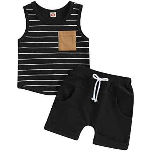 Toddler Baby Boy Summer Outfit Sleeveless T Shirt Top Casual Shorts Set Infant Newborn Clothes 6 12 18 24 Month 2T
