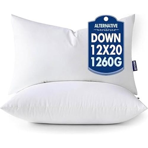 MIULEE 12x20 Pillow Inserts,Down Alternative Pack of 2 Decorative Throw Pillows for Sofa Couch Bed, Ultra Soft Fluffy Bed Sleeping Form
