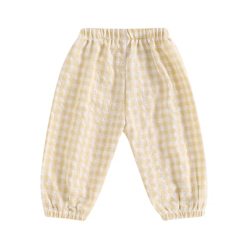 Toddler Baby Boy Girl Gingham Pants Retro Elastic Waist Checkered Plaid Long Pants Casual Sweatpants Bottoms