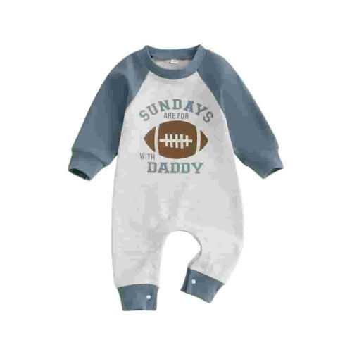 Newborn Baby Boy Football Season Jumpsuit Sundays are for Football with Daddy Sweatshirt Romper Playsuit Fall Clothes